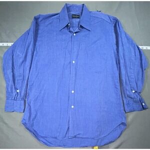Gitman Bros. Dress Shirt Mens 15.5 33 Blue Solid Classic Fit Cotton Long Sleeve
